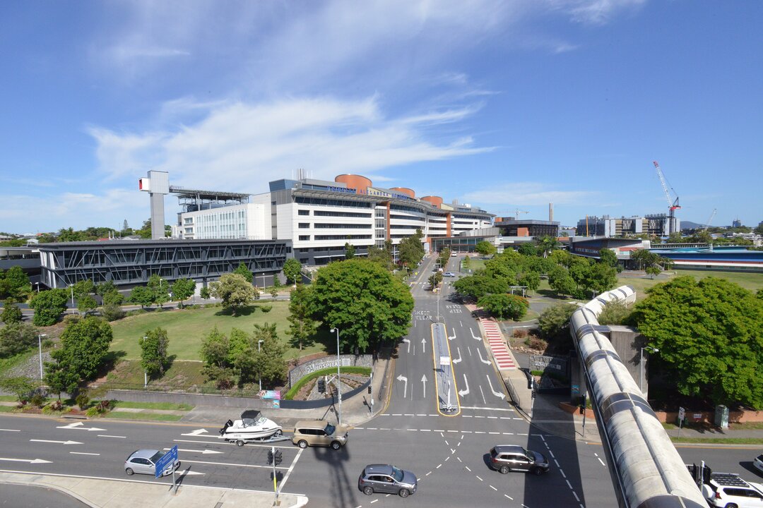 The PA Hospital building including it's entry road and tunnel