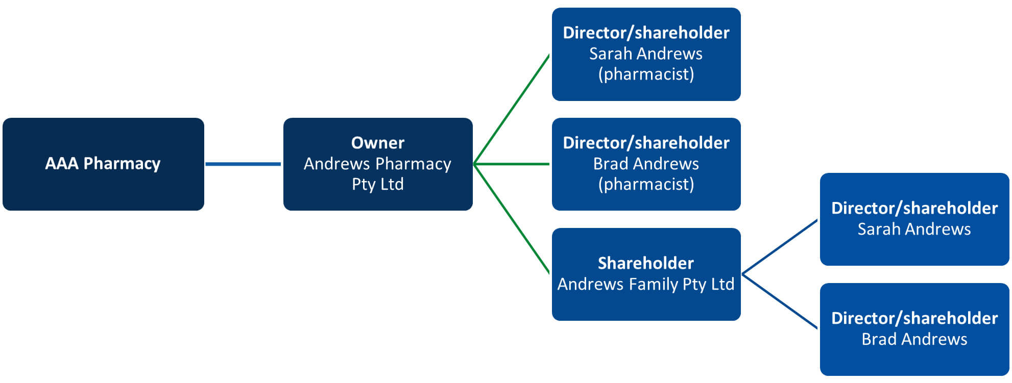 Graph chart showing corporate shareholders