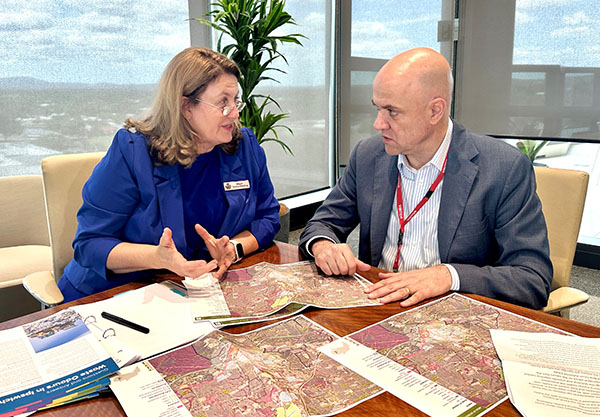 Ipswich Mayor Teresa Harding in discussion with Panel Chair Dr John Gerrard