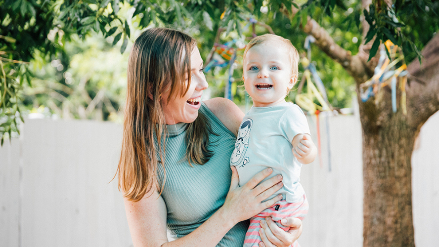 Steph, who had gestational diabetes while pregnant, holds her daughter, Mali